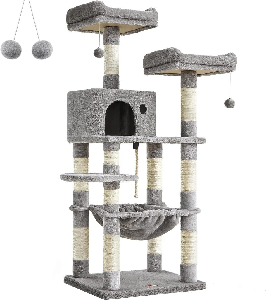 FEANDREA 56.3-Inch Cat Tree Tower for Large cats